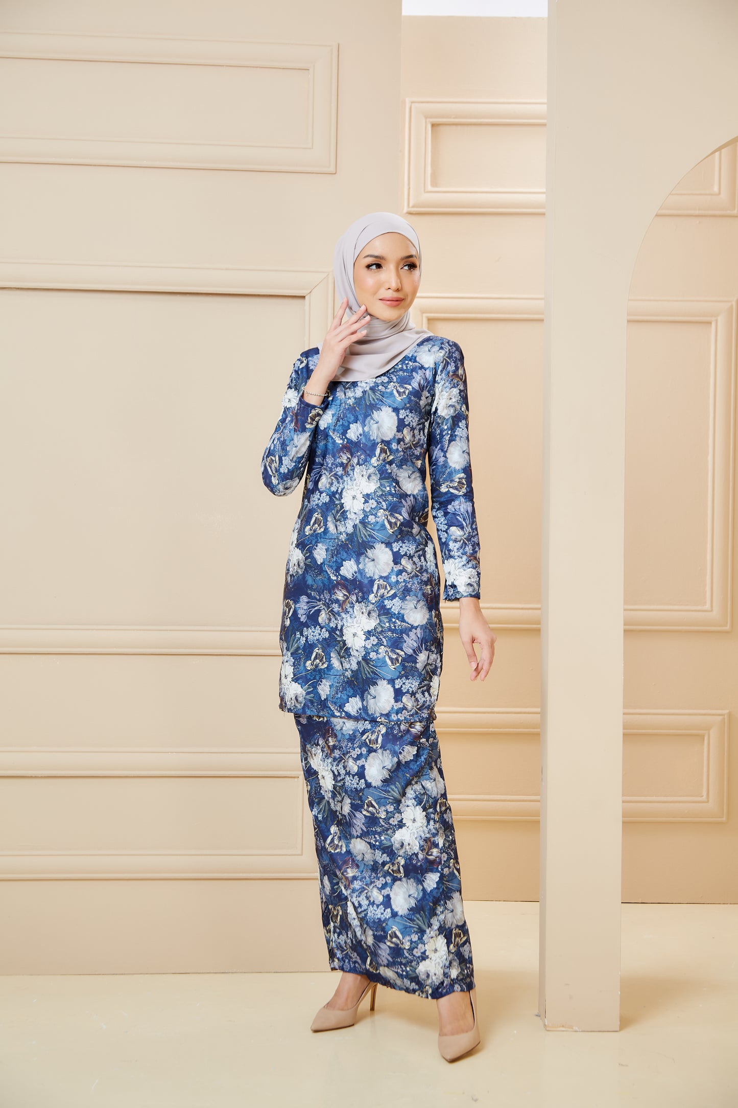 Maryam kurung-Midnight Blue